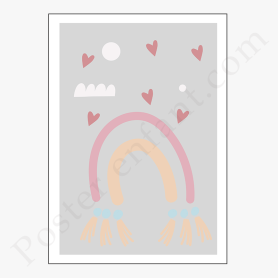 Affiche : Arc en ciel avec coeurs Affiche : Arc en ciel avec coeurs