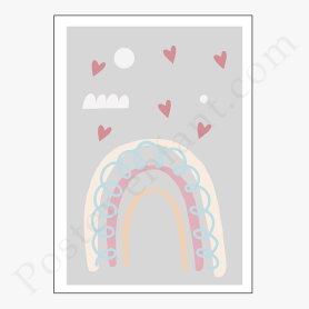 Affiche : Arc en ciel avec coeurs Affiche : Arc en ciel avec coeurs