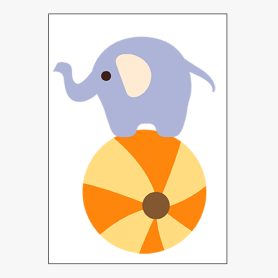 Affiche Adorable éléphant sur son ballon Affiche Adorable éléphant sur son ballon