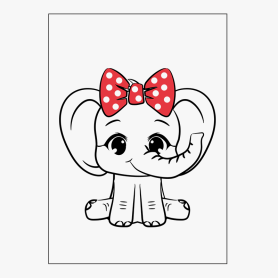 Affiche Adorable éléphant blanc avec nœud rouge Affiche Adorable éléphant blanc avec nœud rouge