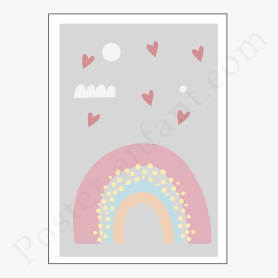 Affiche : Arc en ciel avec coeurs Affiche : Arc en ciel avec coeurs