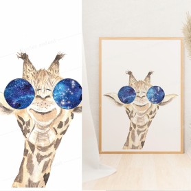 Affiche : Girafe à lunette Poster amusant Girafe à lunette
