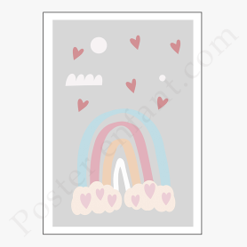 Affiche : Arc en ciel avec coeurs Affiche : Arc en ciel avec coeurs