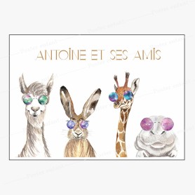 Affiche : Animaux à lunette à personnaliser Affiche : Animaux à lunette à personnaliser