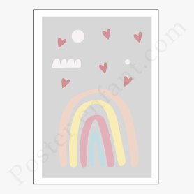 Affiche : Arc en ciel avec coeurs Affiche : Arc en ciel avec coeurs
