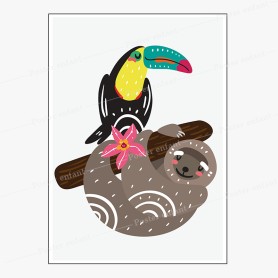 Affiche : Perroquet et lémurien Affiche : Perroquet et lémurien