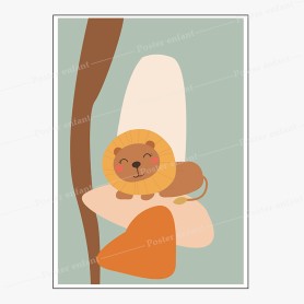 Affiche boho  : Lion affiche animal bébé