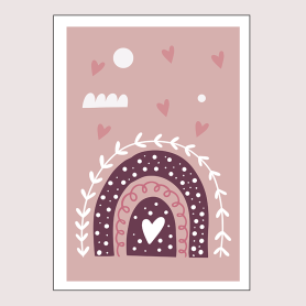 Affiche : Arc en ciel et jolis coeur Affiche : Arc en ciel et jolis coeur