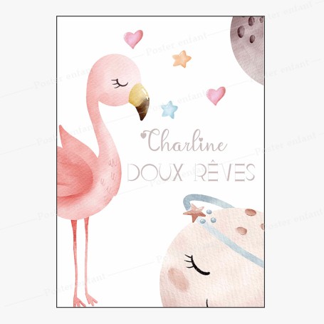 Affiche : Flamant rose à personnaliser