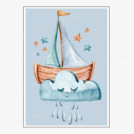 Affiche : Petit bateau sur son nuage