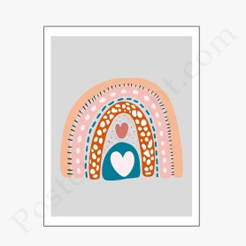 Affiche : Arc en ciel avec coeurs Affiche : Arc en ciel avec coeurs