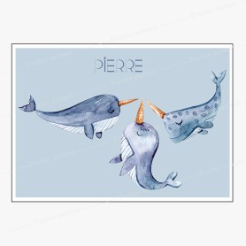 Affiche : Petites baleines à personnaliser Affiche : Petites baleines à personnaliser