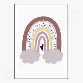 Affiche : Arc en ciel avec coeur et nuage Affiche : Arc en ciel avec coeur et nuage