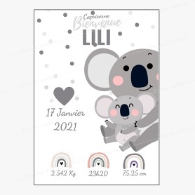 Affiche de naissance  : Petites souris à personnaliser Affiche de naissance  : Petites souris à personnaliser