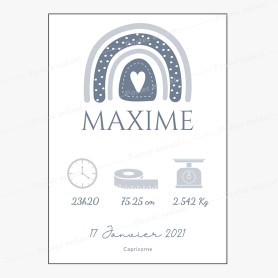 Affiche de naissance  : Arc-en-ciel à personnaliser Affiche de naissance  : Arc-en-ciel à personnaliser