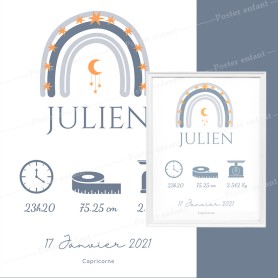 Affiche de naissance  : Arc-en-ciel à personnaliser Affiche bébé de naissance  à personnaliser