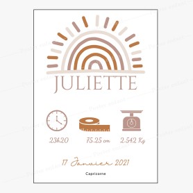Affiche de naissance  : Arc-en-ciel à personnaliser Affiche de naissance  : Arc-en-ciel à personnaliser