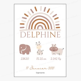Affiche de naissance  : Arc-en-ciel à personnaliser Affiche de naissance  : Arc-en-ciel à personnaliser