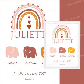 Affiche de naissance  : Arc-en-ciel à personnaliser Affiche de naissance bébé