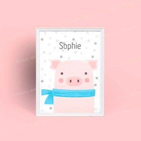Affiche prénom : Petit cochon à personnaliser Affiche prénom : Petit cochon à personnaliser