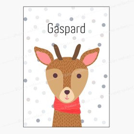 Affiche prénom : Petit cerf à personnaliser Affiche prénom : Petit cerf à personnaliser