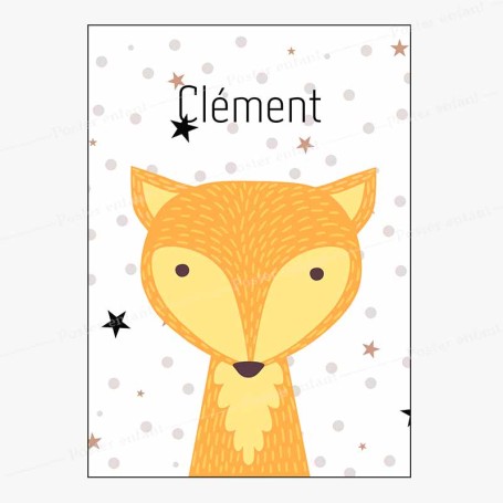 Affiche prénom : Petit renard à personnaliser