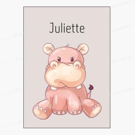 Affiche prénom : Petit hippopotame à personnaliser Affiche prénom : Petit hippopotame à personnaliser
