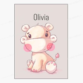 Affiche prénom : Petit hippopotame à personnaliser Affiche prénom : Petit hippopotame à personnaliser