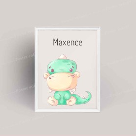 Affiche prénom : Petit hippopotame à personnaliser Affiche prénom : Petit hippopotame à personnaliser