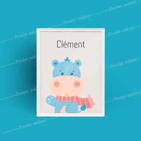 Affiche prénom : Petit hippopotame à personnaliser Affiche prénom : Petit hippopotame à personnaliser