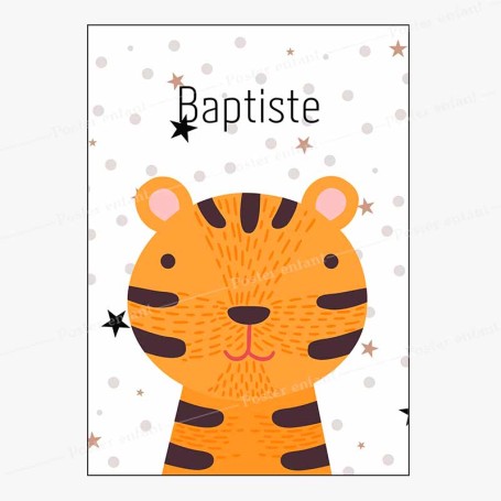 Affiche prénom : Petit tigre à personnaliser