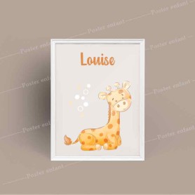 Affiche prénom : Petit girafe à personnaliser Affiche prénom : Petit girafe à personnaliser