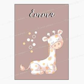 Affiche prénom : Petit girafe à personnaliser Affiche prénom : Petit girafe à personnaliser