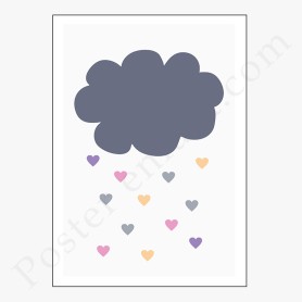 Affiche : Petit nuage avec pluie en forme de coeur Affiche : Petit nuage avec pluie en forme de coeur