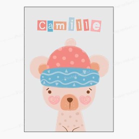 Affiche prénom : Petit ourson à personnaliser Affiche prénom : Petit ourson à personnaliser