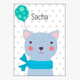 Affiche prénom : Petit chat à personnaliser Affiche prénom : Petit chat à personnaliser