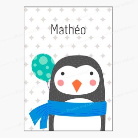 Affiche prénom : Petit pingouin à personnaliser Affiche prénom : Petit pingouin à personnaliser