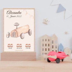 Affiche de naissance : voiture à personnaliser Affiche de naissance : voiture à personnaliser