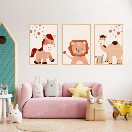 Set de 3 Affiches Boho Animaux