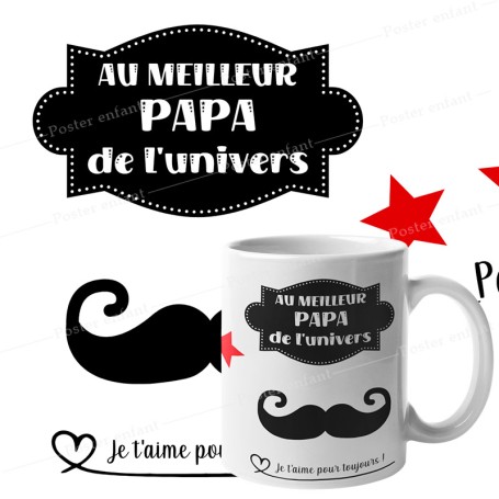 Mug moustache pour papa à personnaliser