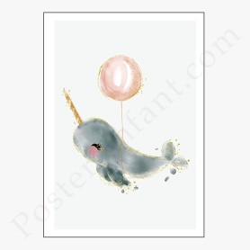 Affiche Magnifique Baleine avec son ballon Affiche Magnifique Baleine avec son ballon