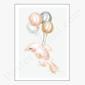 Affiche Magnifique Dauphin avec ses ballons dorés Affiche Magnifique Dauphin avec ses ballons dorés