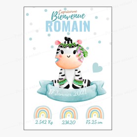 Affiche de naissance  : Hippopotame à personnaliser Affiche de naissance  : Hippopotame à personnaliser