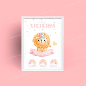 Affiche de naissance  : Lion à personnaliser Affiche de naissance  : Lion à personnaliser