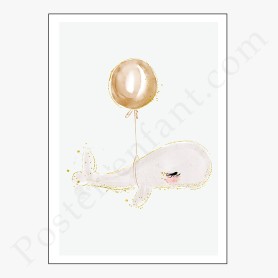 Affiche Magnifique Baleine avec son ballon Affiche Magnifique Baleine avec son ballon