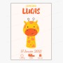 Affiche de naissance  : Girafe à personnaliser