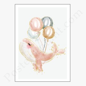 Affiche Magnifique Baleine avec ses ballons dorés Affiche Magnifique Baleine avec ses ballons dorés