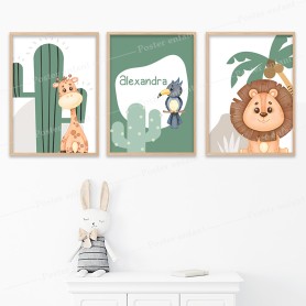 Set 3 Affiches : Animaux de la savane à personnaliser Set 3 Affiches : Animaux de la savane à personnaliser