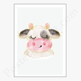 Affiche Petite tête de vachette avec paillettes dorées Affiche Petite tête de vachette avec paillettes dorées