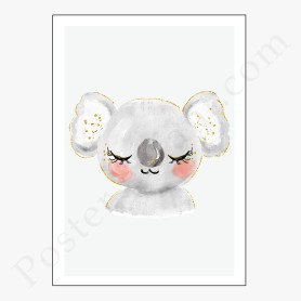Affiche Petite tête d'ourson avec paillettes dorées Affiche Petite tête d'ourson avec paillettes dorées